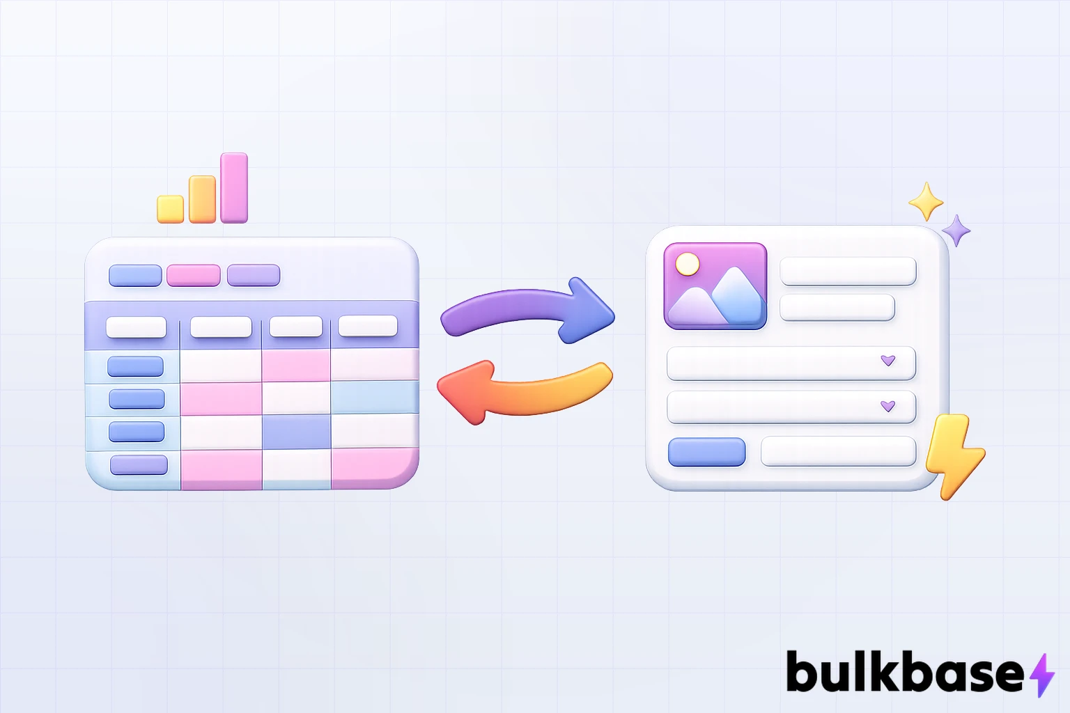 UI wireframe showing a spreadsheet of inventory data mapped into Poshmark fields